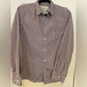 Frank & Eileen ‘BARRY’ Tailored Button-Up Shirt Medium 100% cotton purple stripe